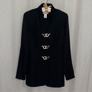 Vintage Treasure M Black Japan Style Gold Tone Locking Latches Jacket